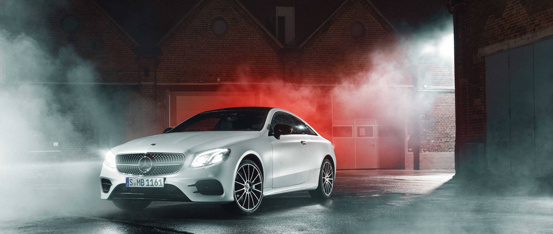 Mercedes Benz Car With Red Smoke Background