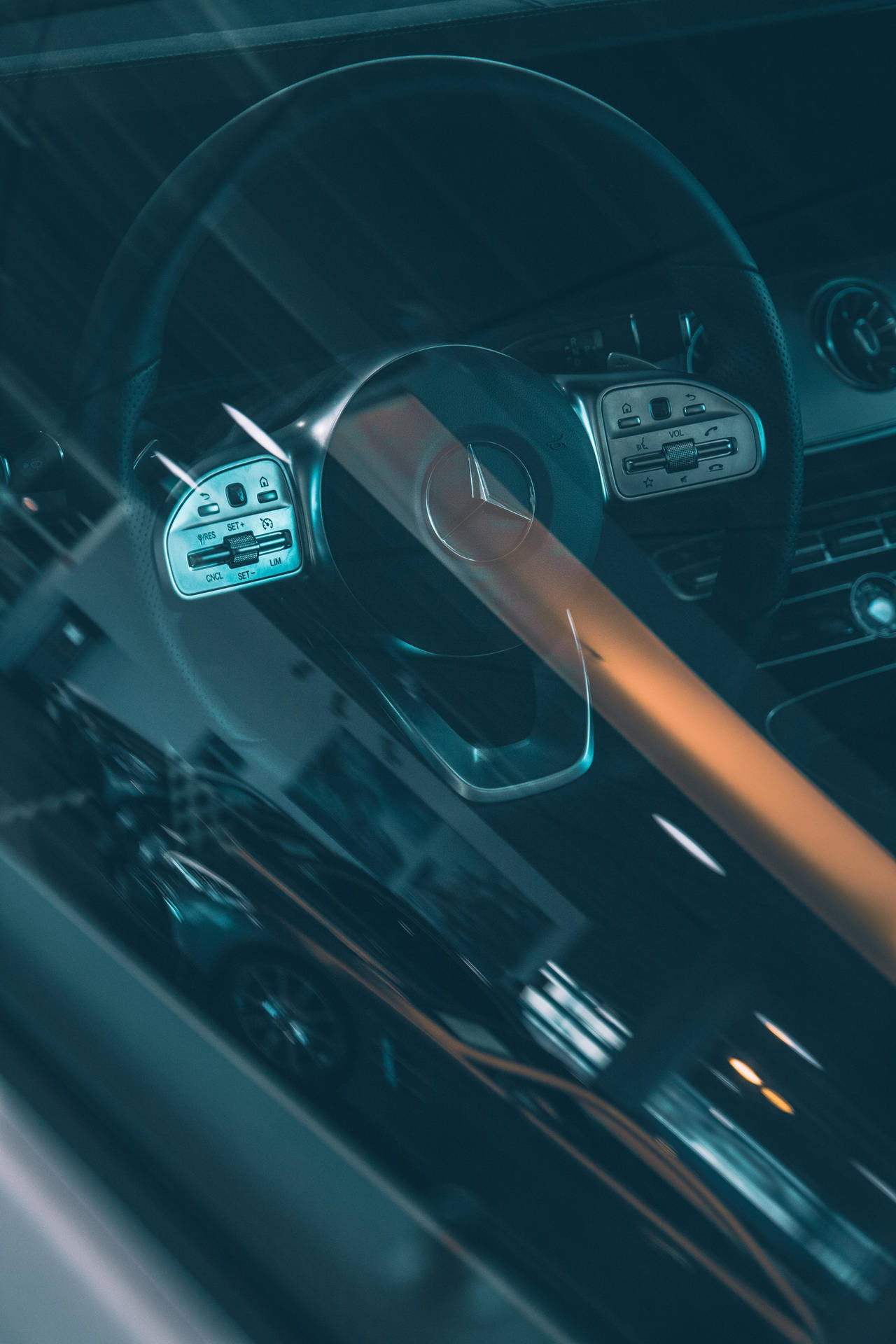 Mercedes Car Steering Wheel Window Background