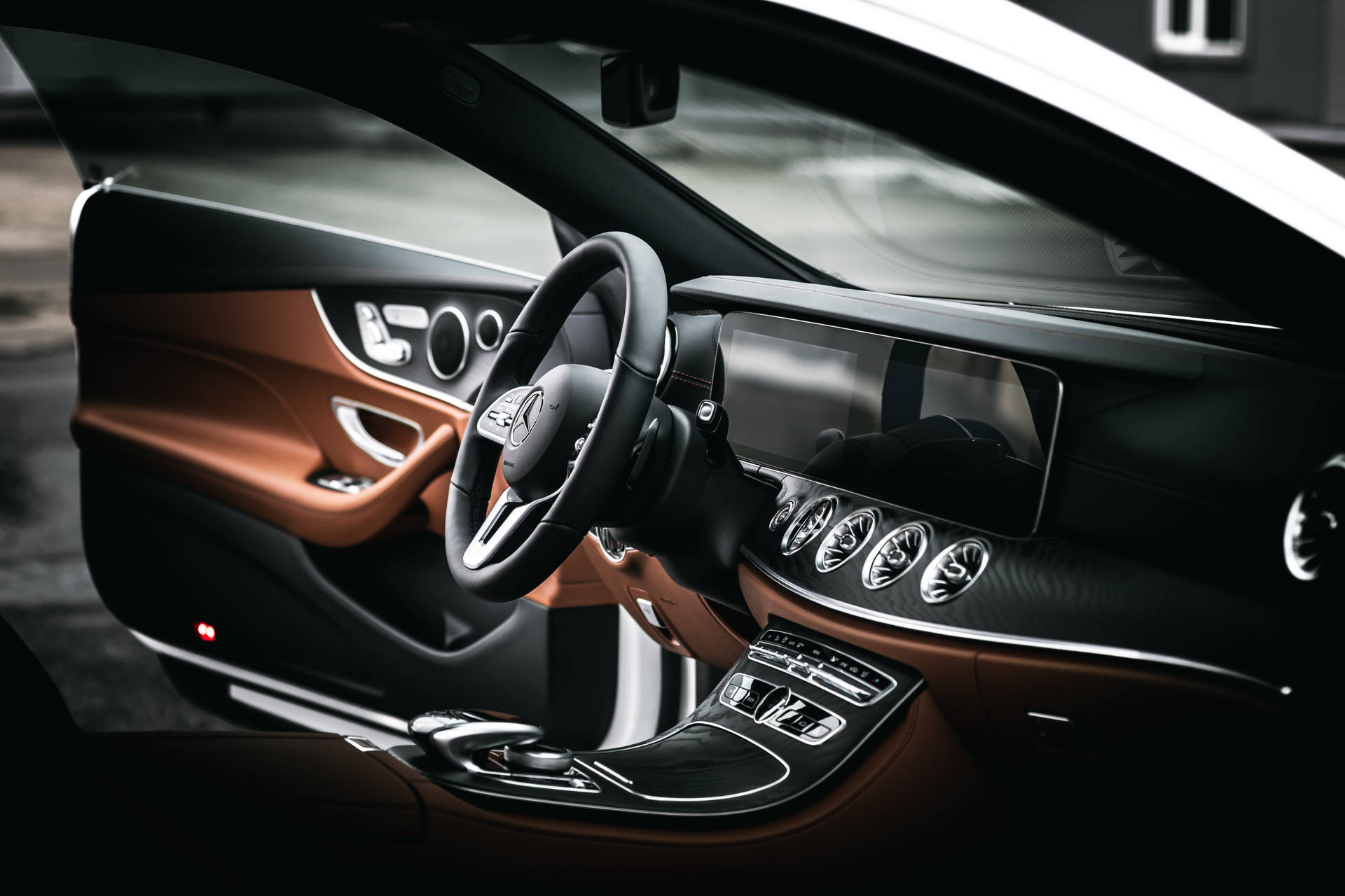 Mercedes E200 Steering Wheel Interior Background