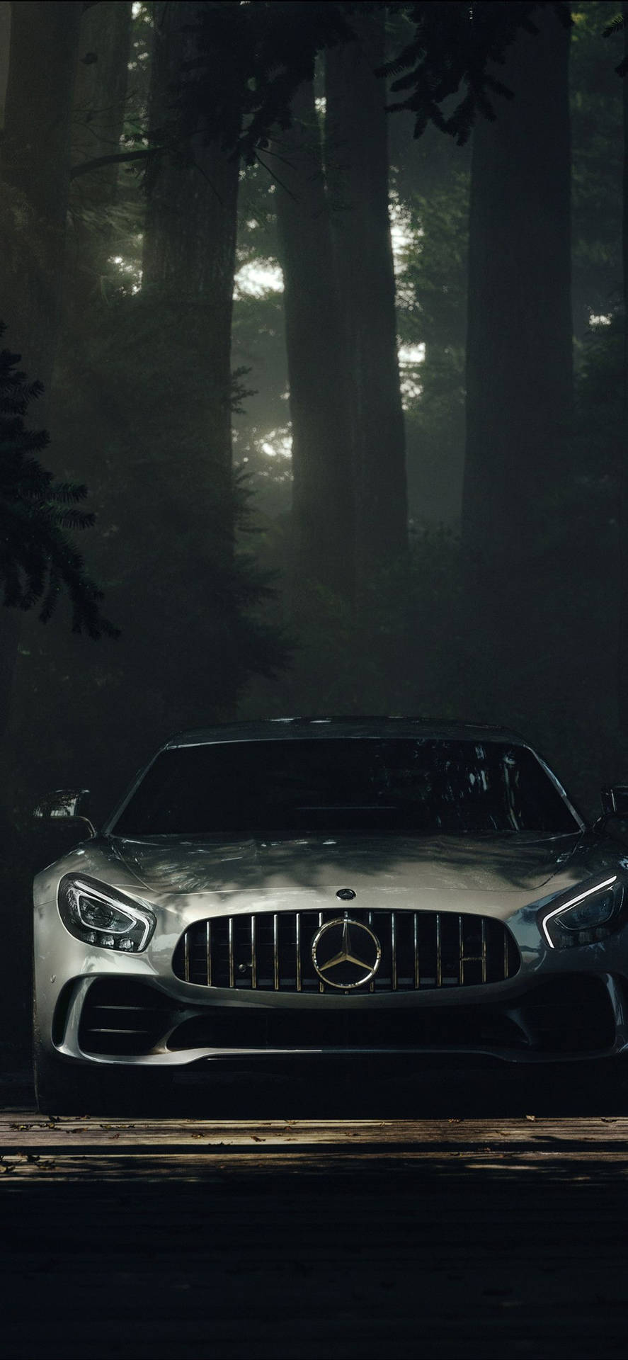 Mercedes In Dark Forest Iphone X