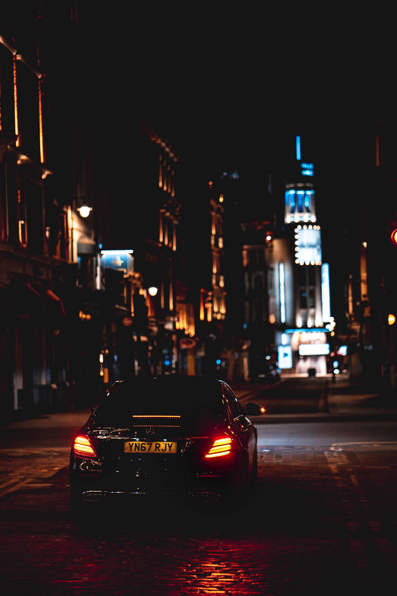 Mercedes On Empty Street Iphone X Background