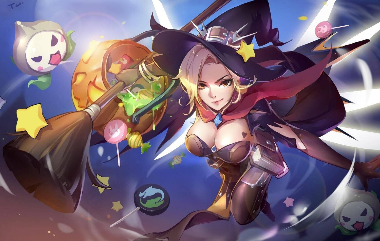 Mercy Halloween Witch Outfit Background
