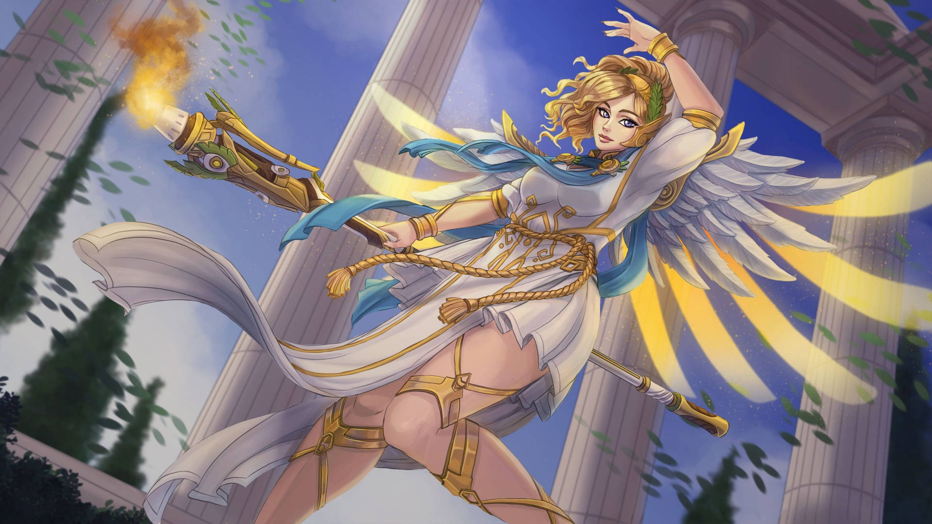Mercy In Greek Outfit Background