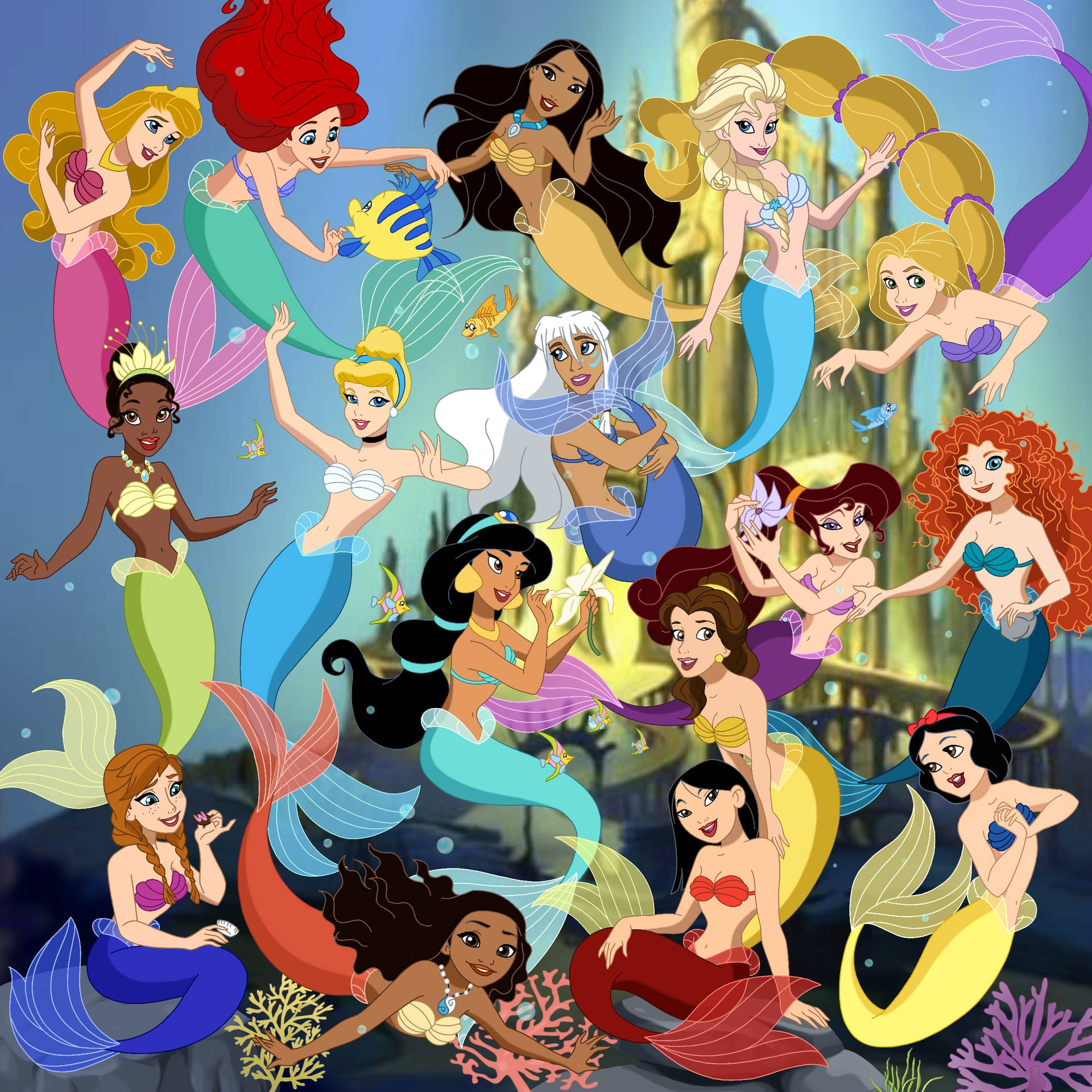 Mermaid Disney Princesses Background