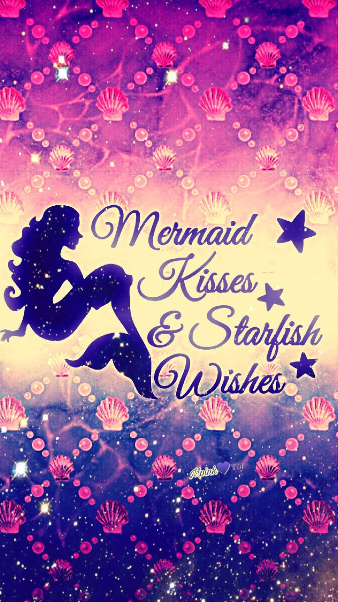 Mermaid Glitter Kisses And Starfish Wishes Background