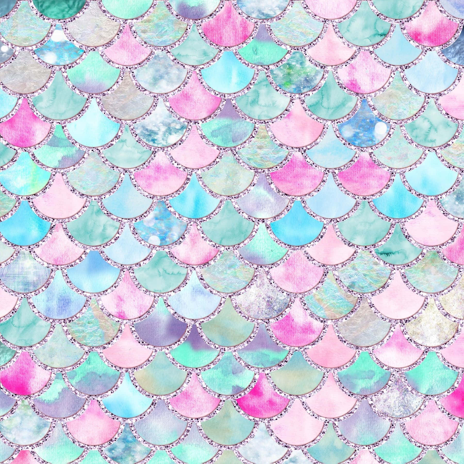 Mermaid Glitters In Pink Purple Blue Hues Background