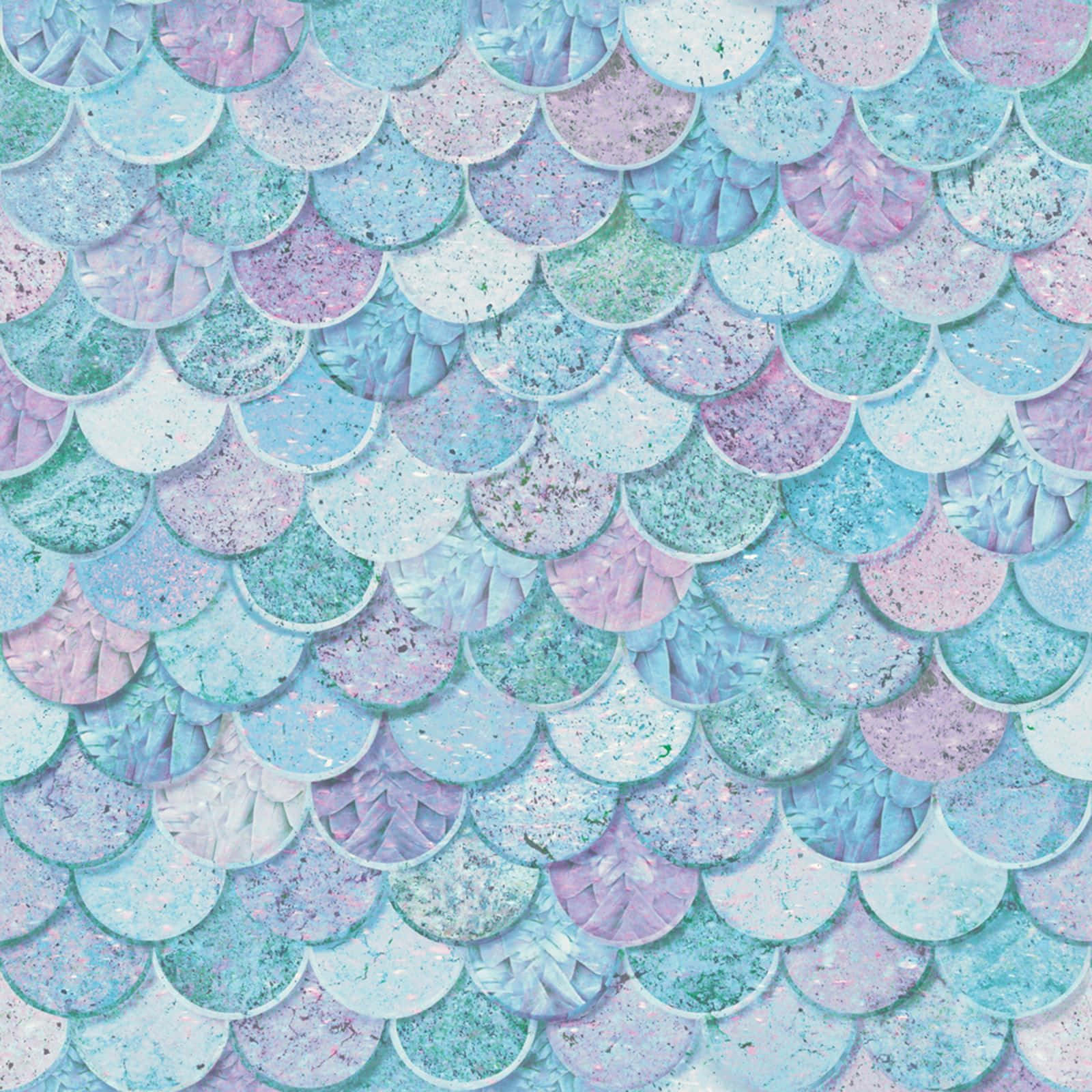 Mermaid Glitters In Scallop Pattern Background