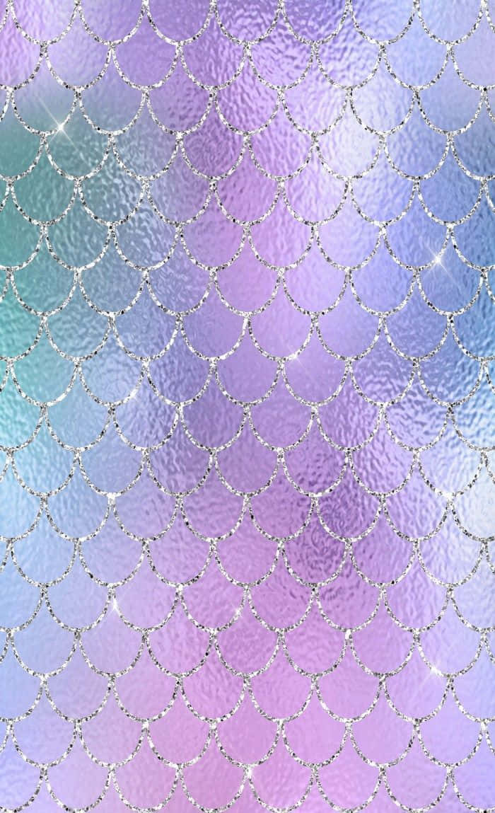 Mermaid Glitters Pattern In Silver Background