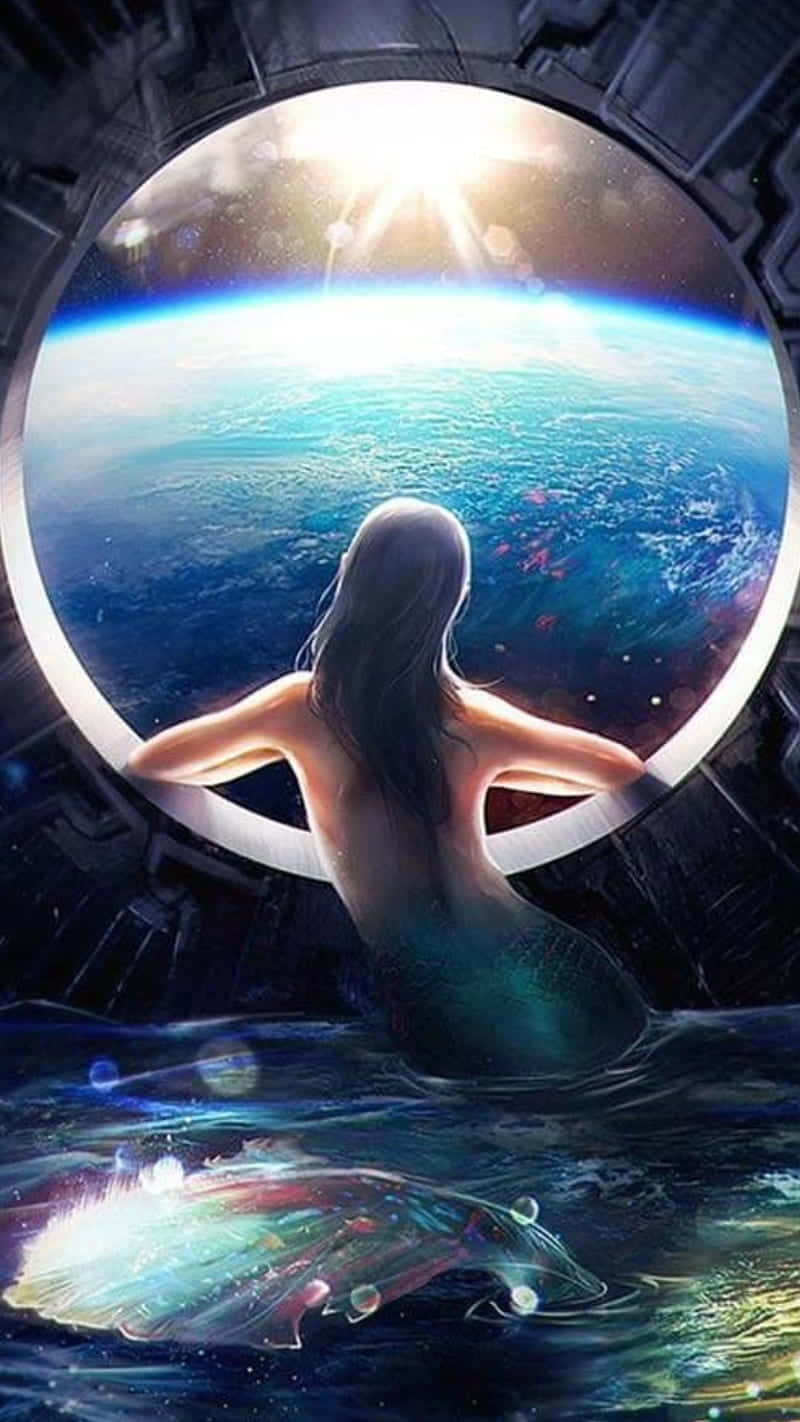 Mermaid Inside Spaceship Background