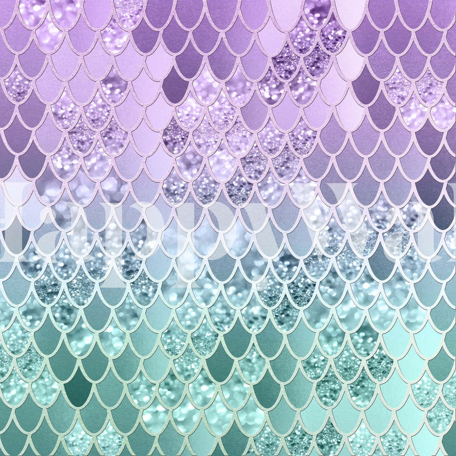 Mermaid Scales Background In Purple And Turquoise Background