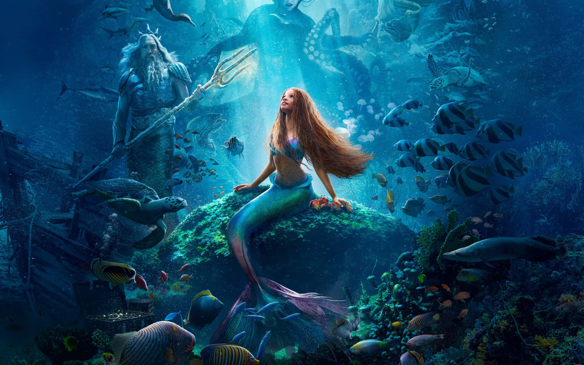 Mermaid Underwater Kingdom Fantasy Artwork Background