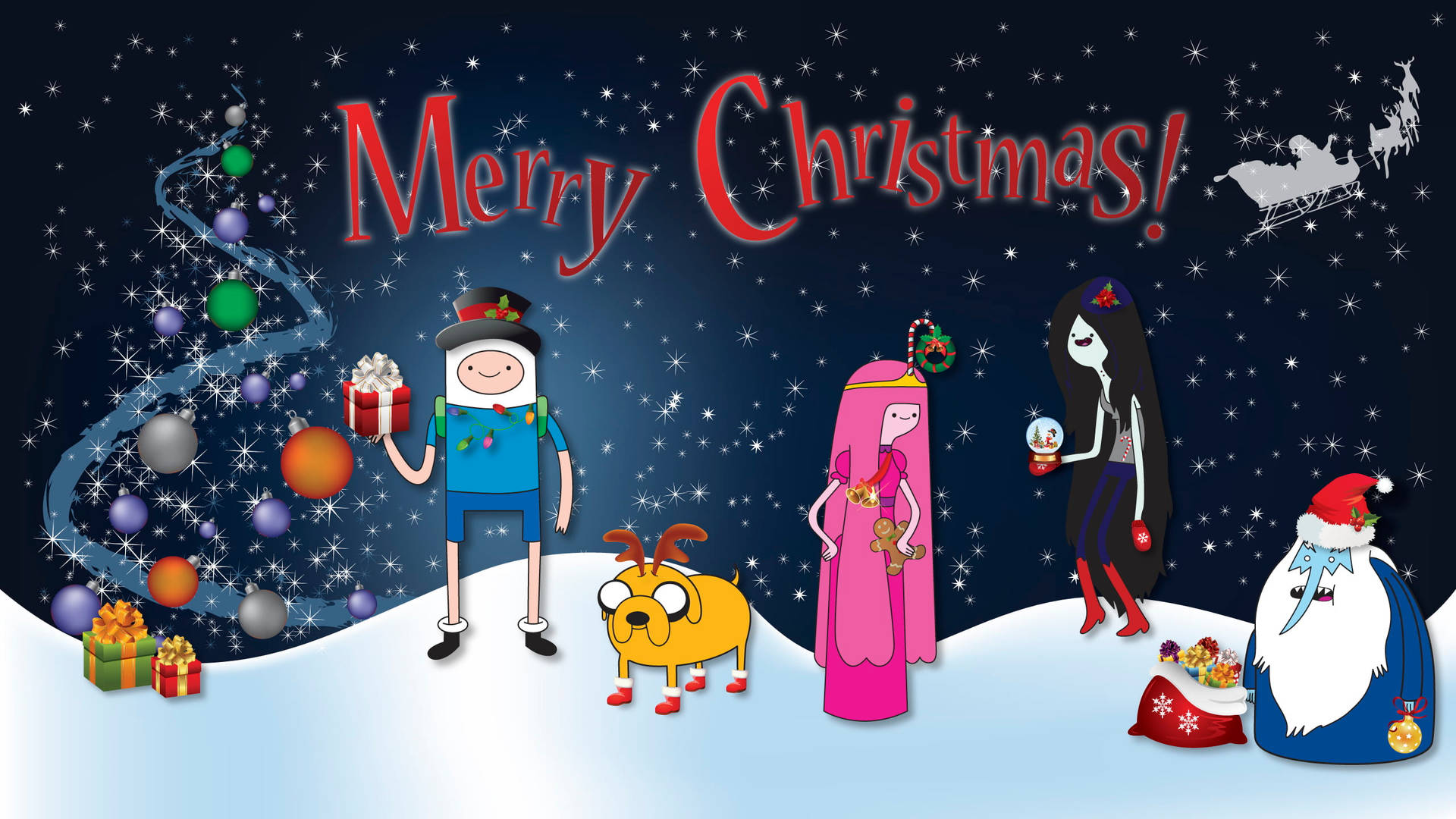 Merry Christmas Adventure Time Laptop Background