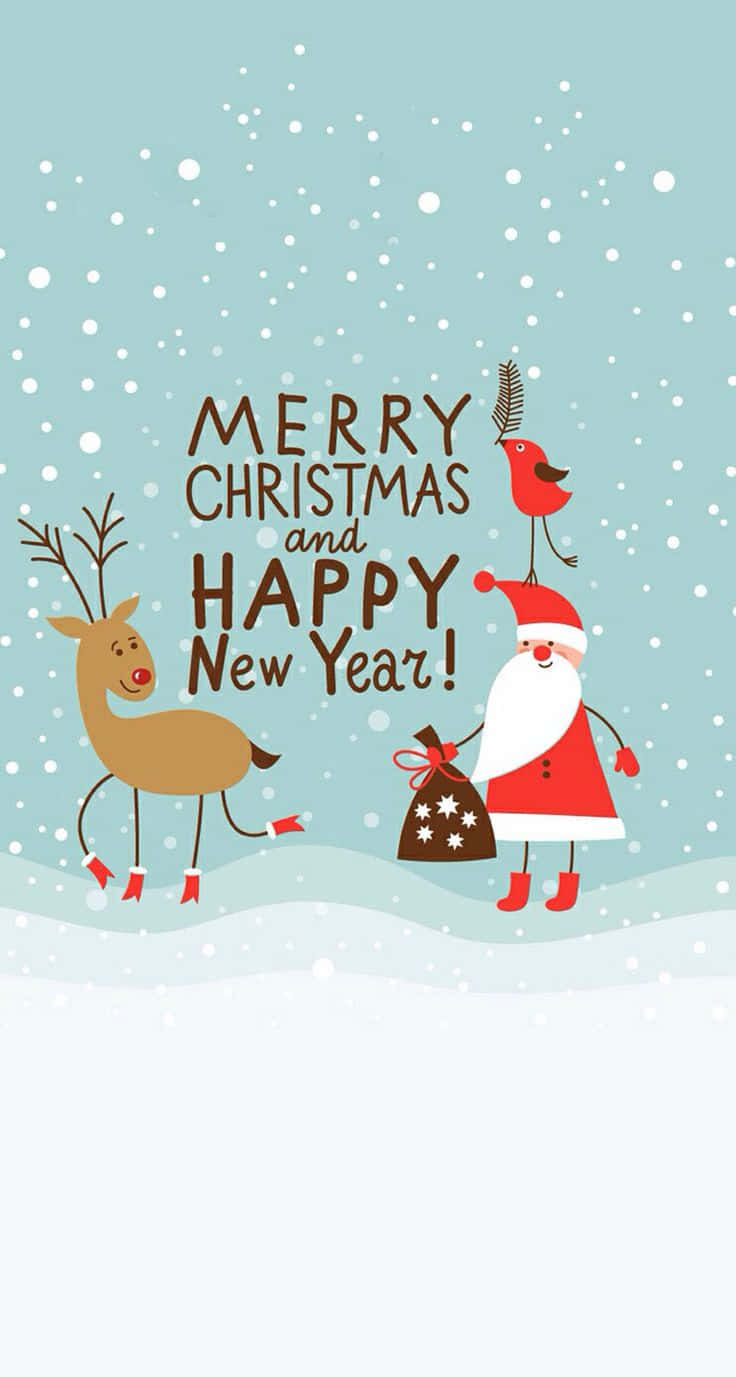 Merry Christmas And Happy New Year Greeting Card Background