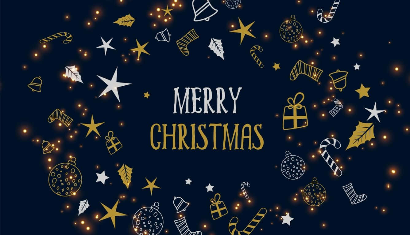 Merry Christmas Background With Gold Stars And Stars Background