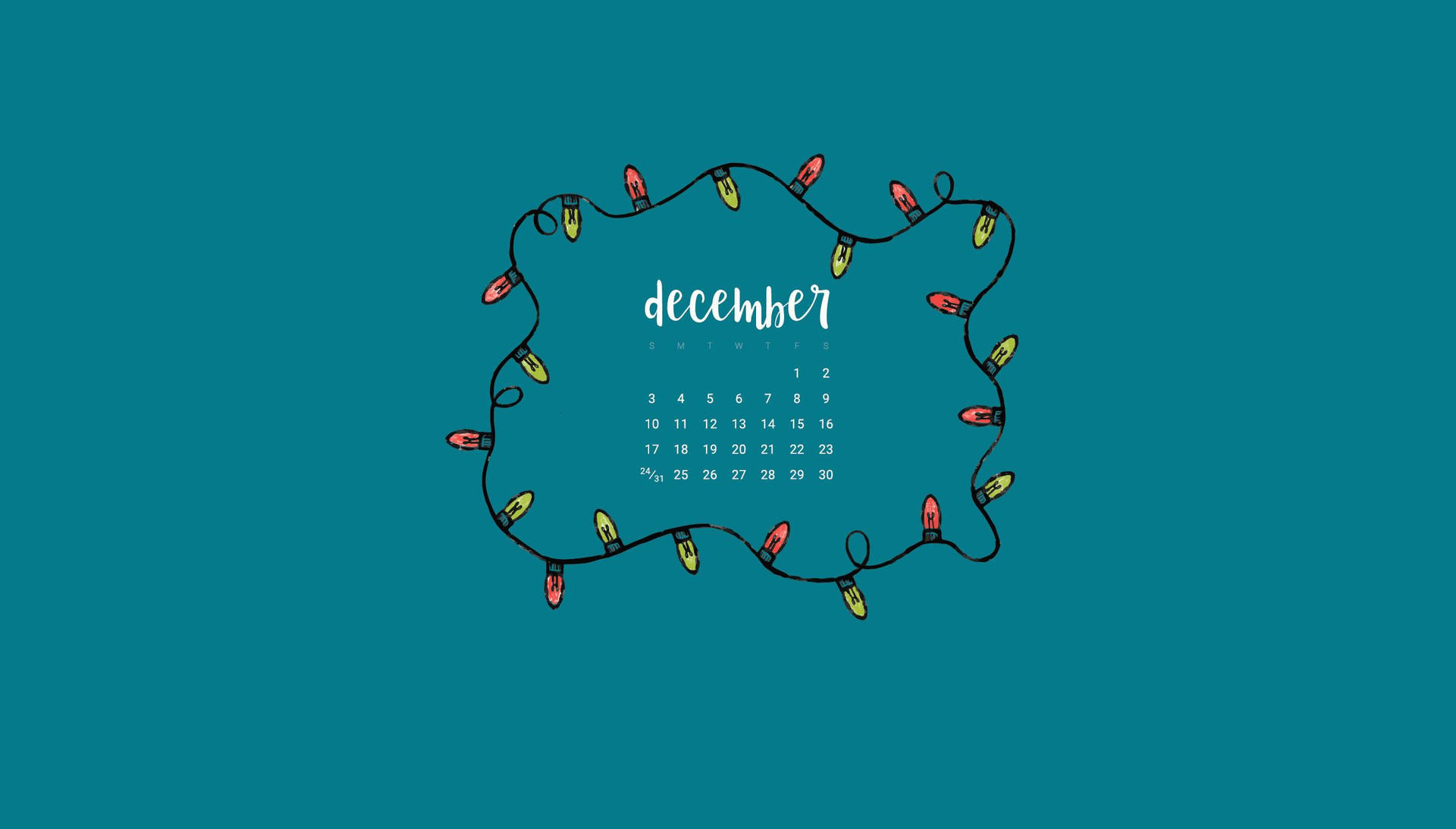 Merry Christmas December Calendar Aesthetic Teal