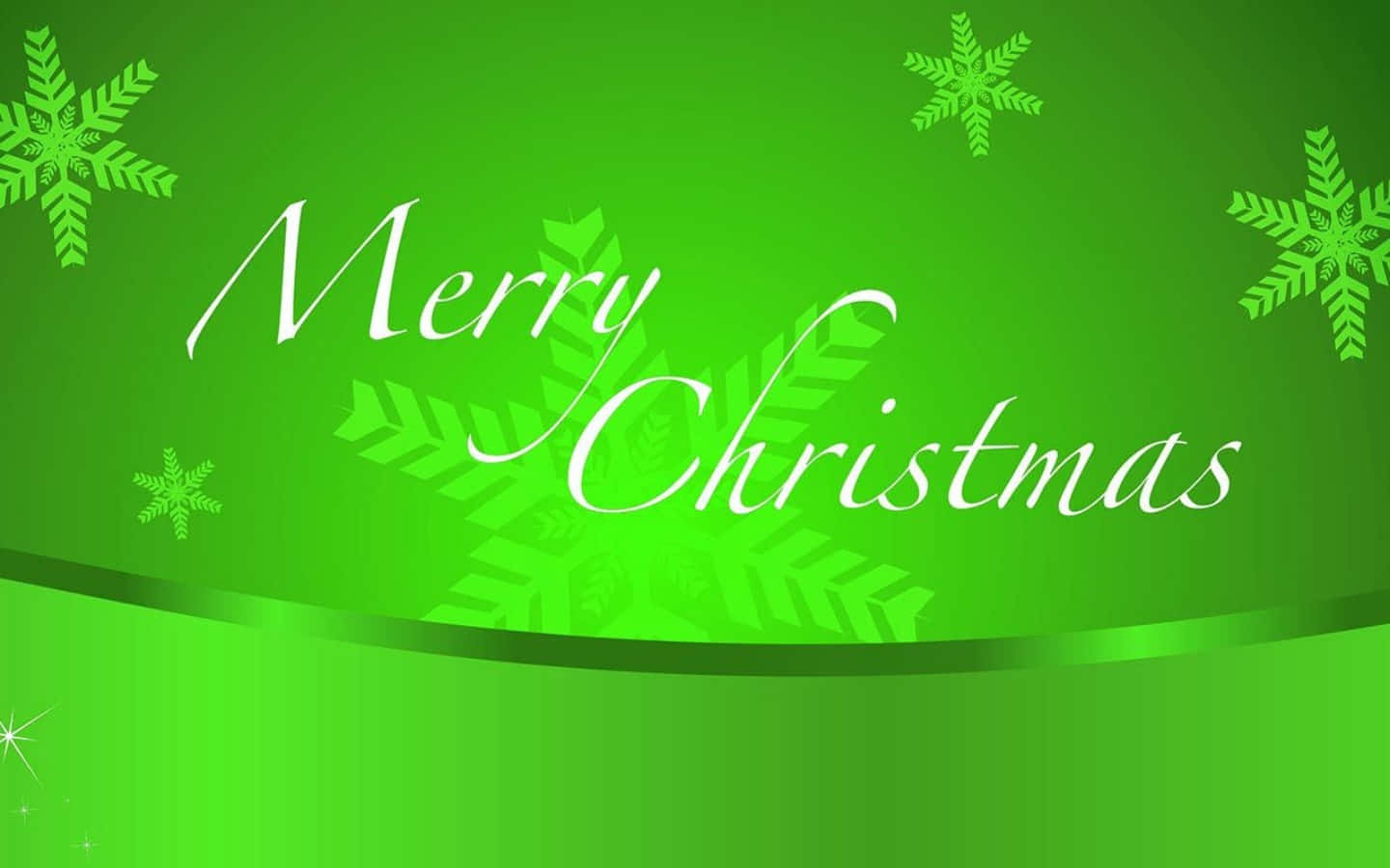 Merry Christmas Green Background With Snowflakes Background