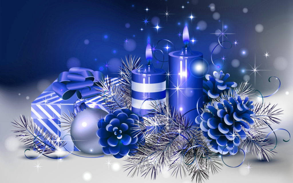 Merry Christmas Hd Blue Christmas Candles Background