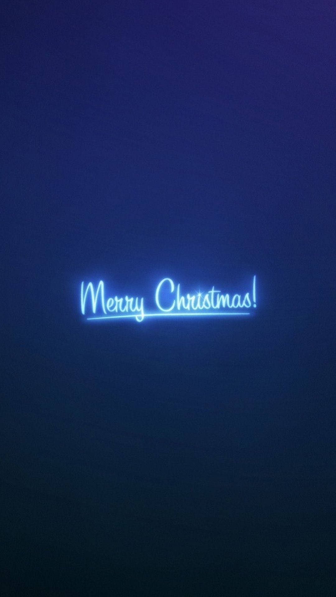 Merry Christmas On Neon Blue Iphone Background