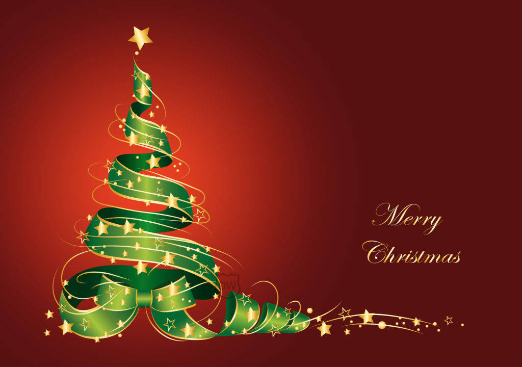 Merry Christmas Ribbon Tree Background