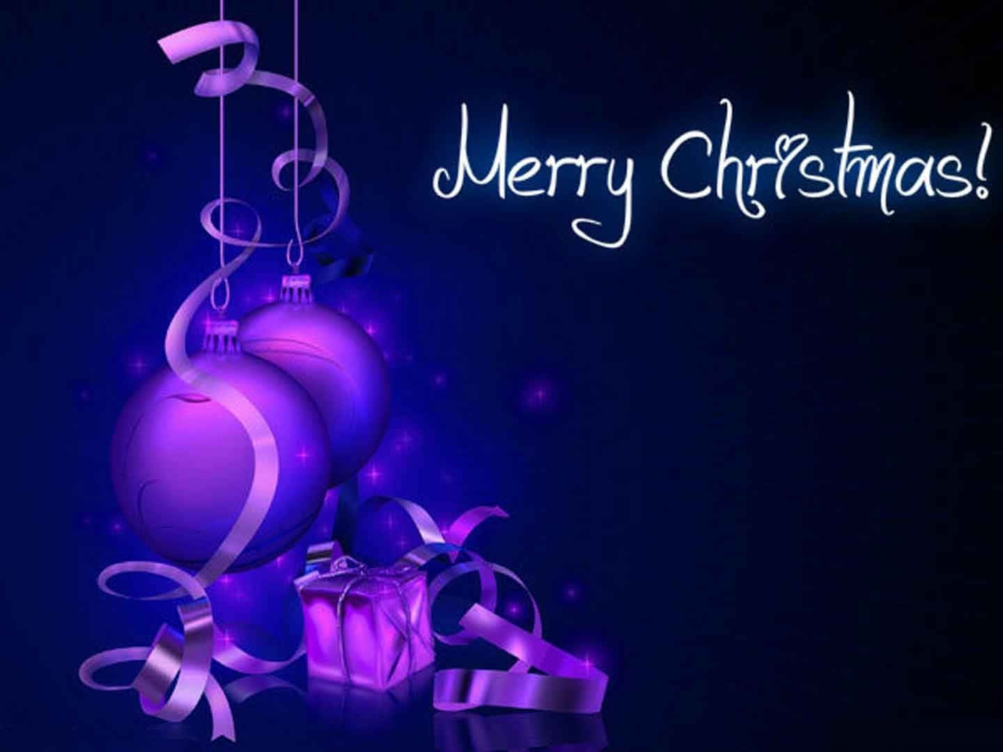 Merry Christmas Wallpapers With Purple Lights And Gifts Background