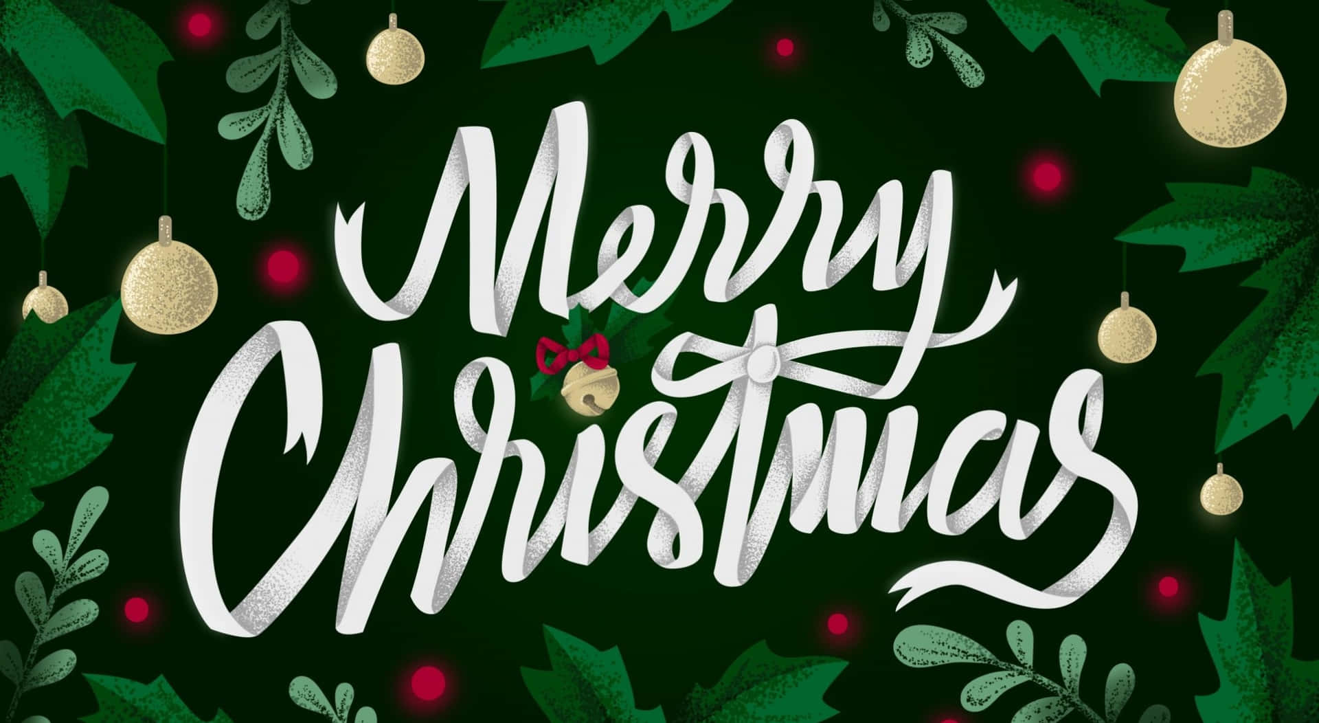 Merry Christmas With A Green Background Background