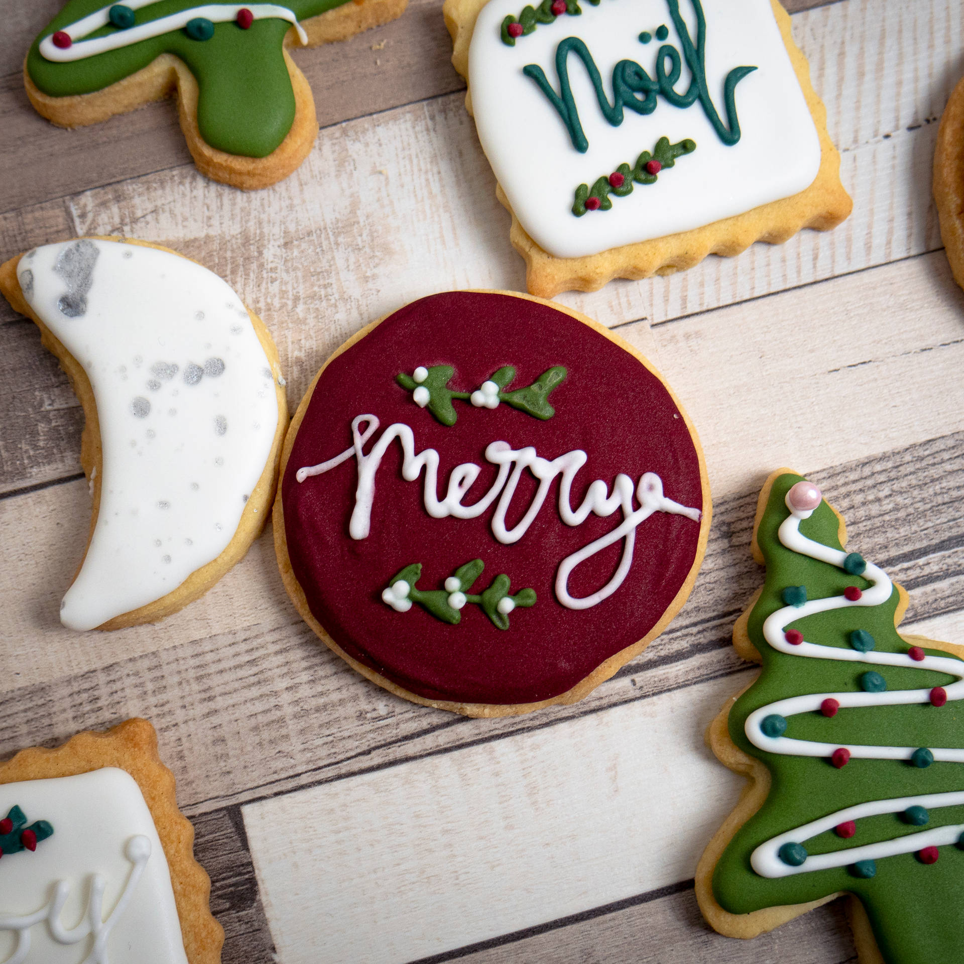 Merry X'mas Gingerbread Cookie Background