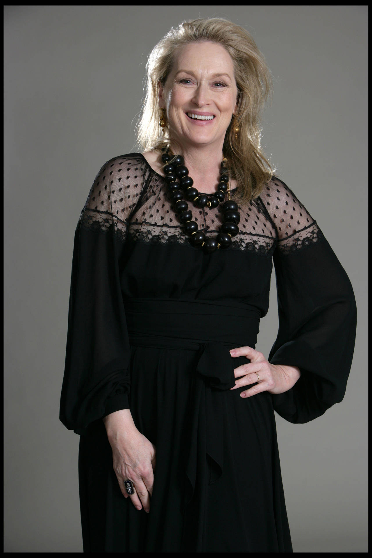 Meryl Streep In Black Lace Dress Background