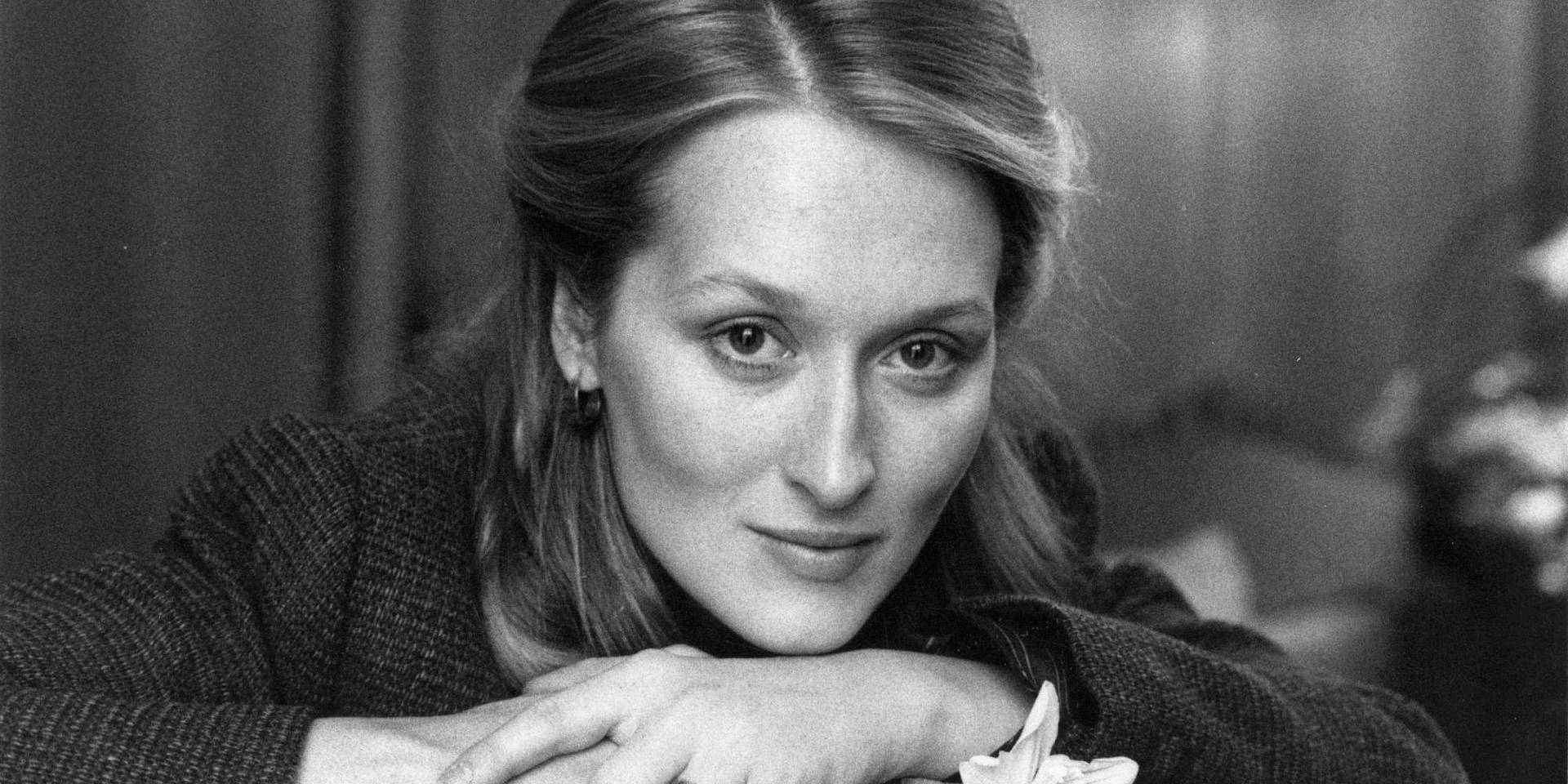 Meryl Streep Photo In Grayscale Background