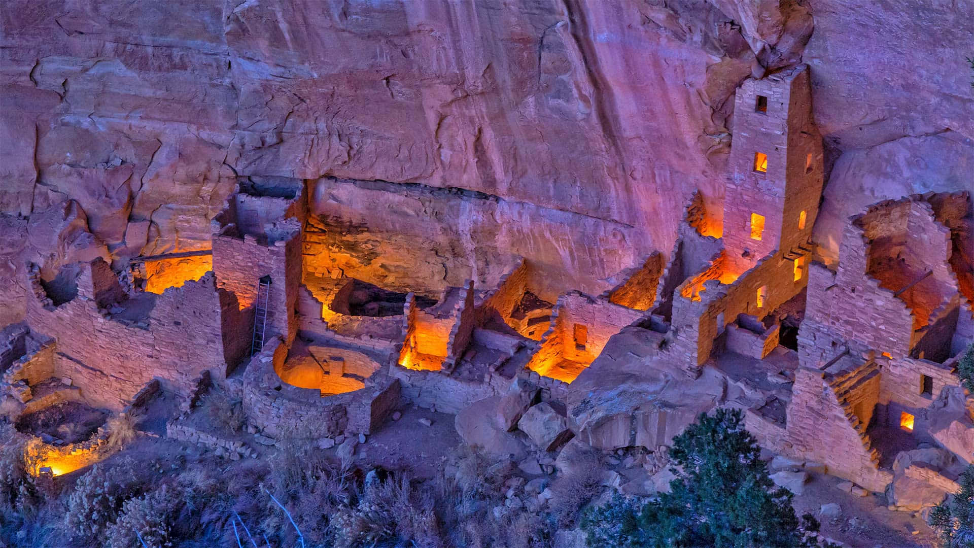 Mesa Verde National Park Cliff Palace During The Night