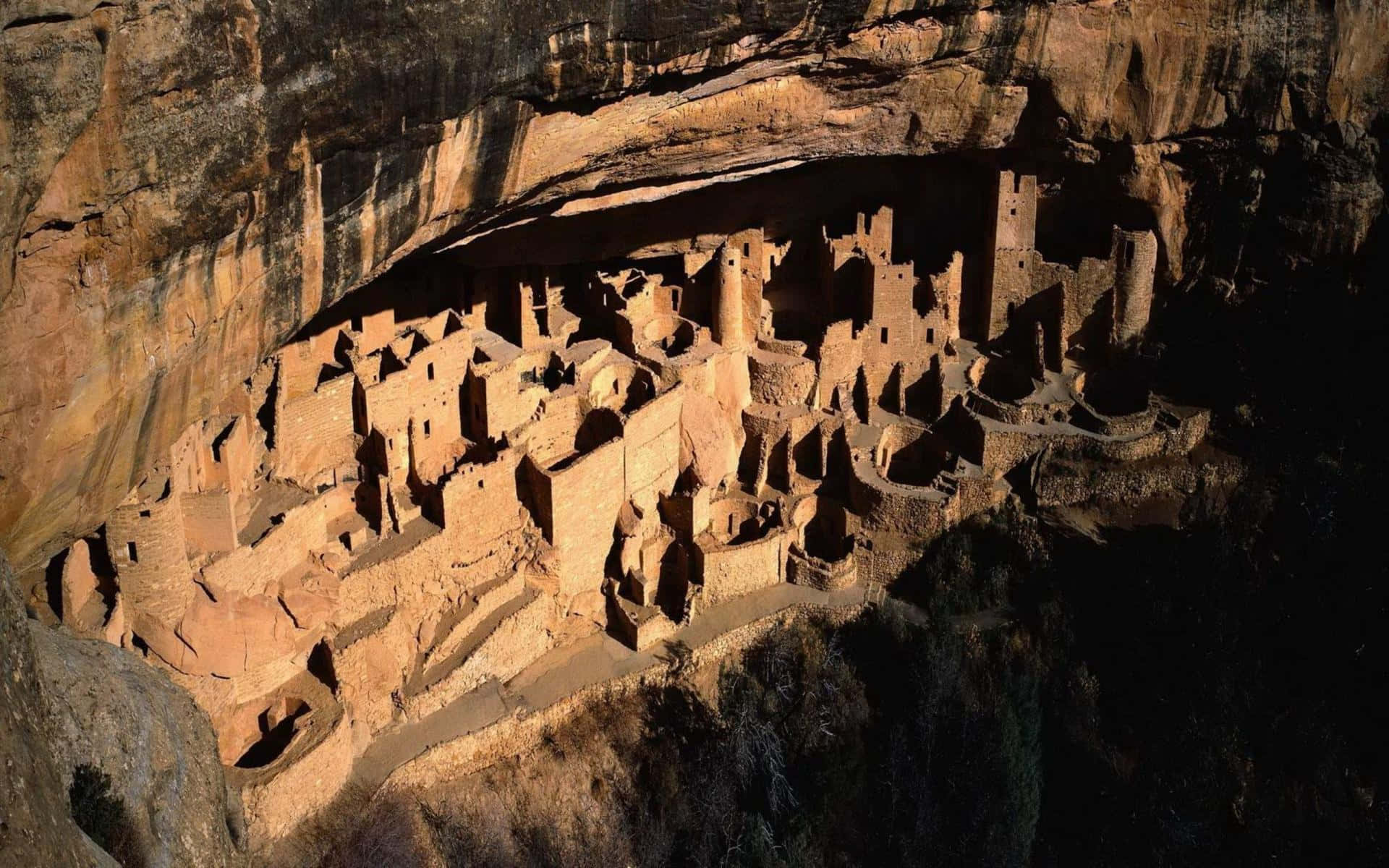 Mesa Verde National Park Cliff Palace Early Morning Light Background