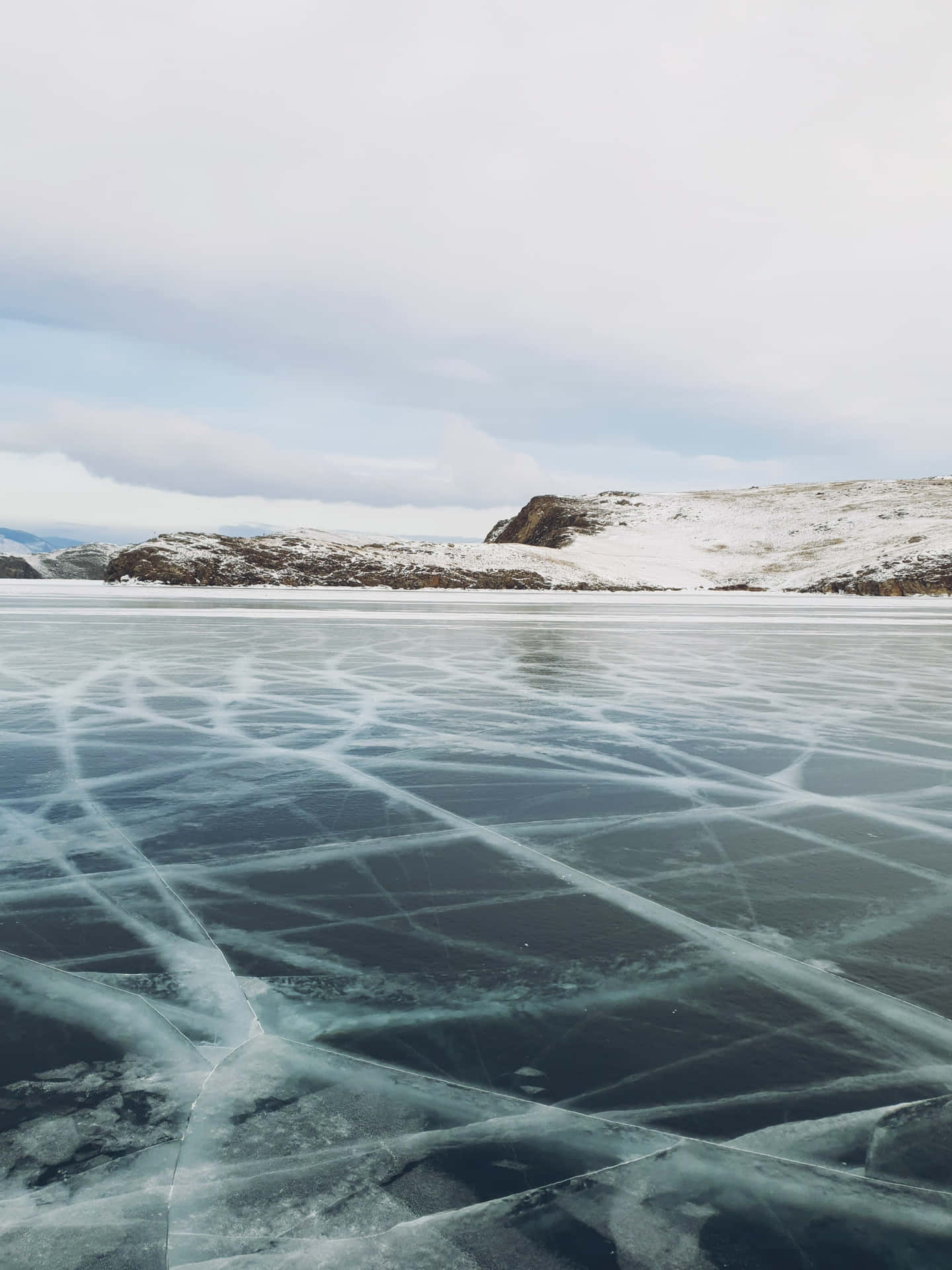Mesmerising View Of Frozen Lake Baikal Background
