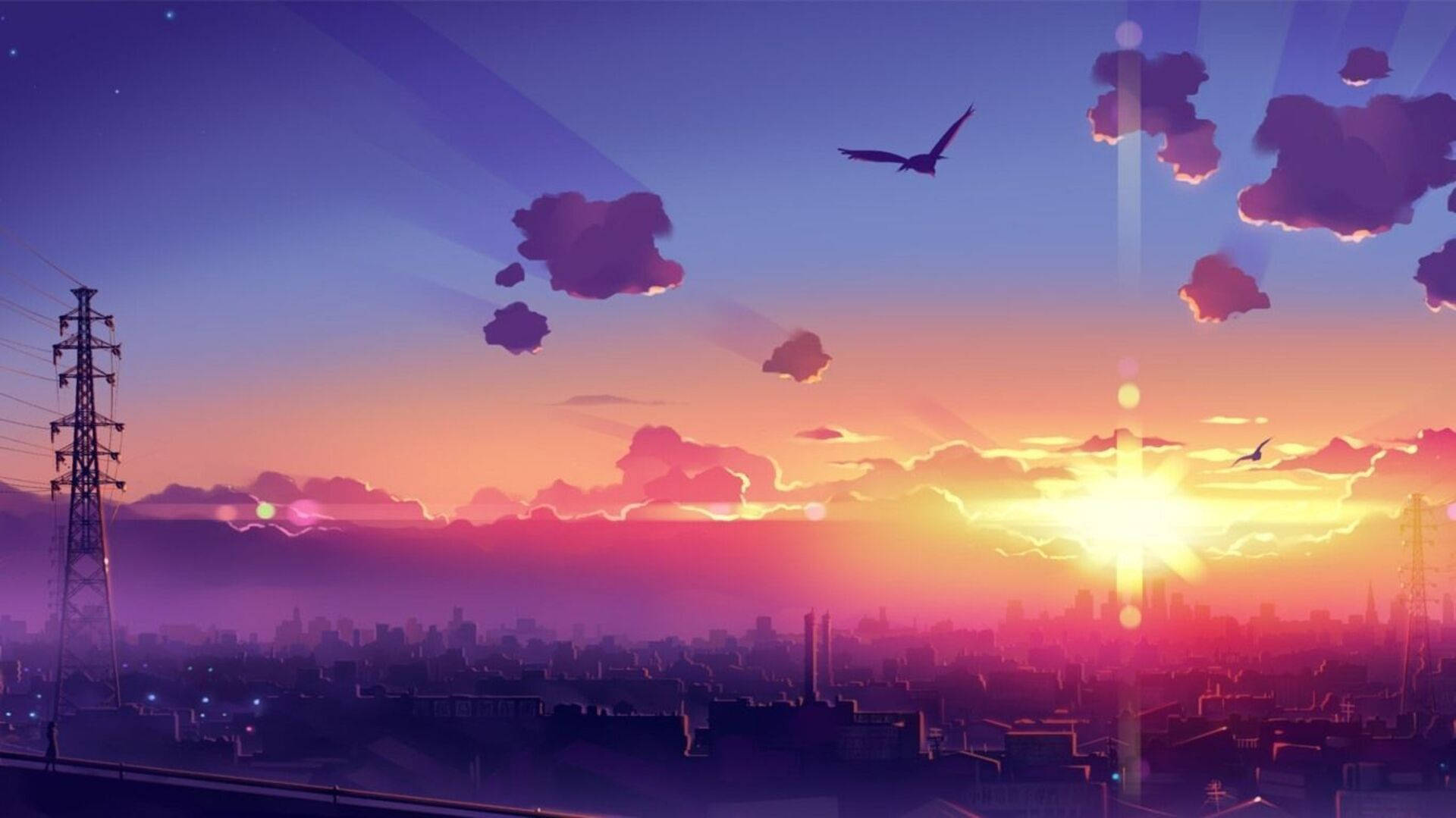 Mesmerizing Anime Aesthetic Sunset - Merging Fantasy With Reality