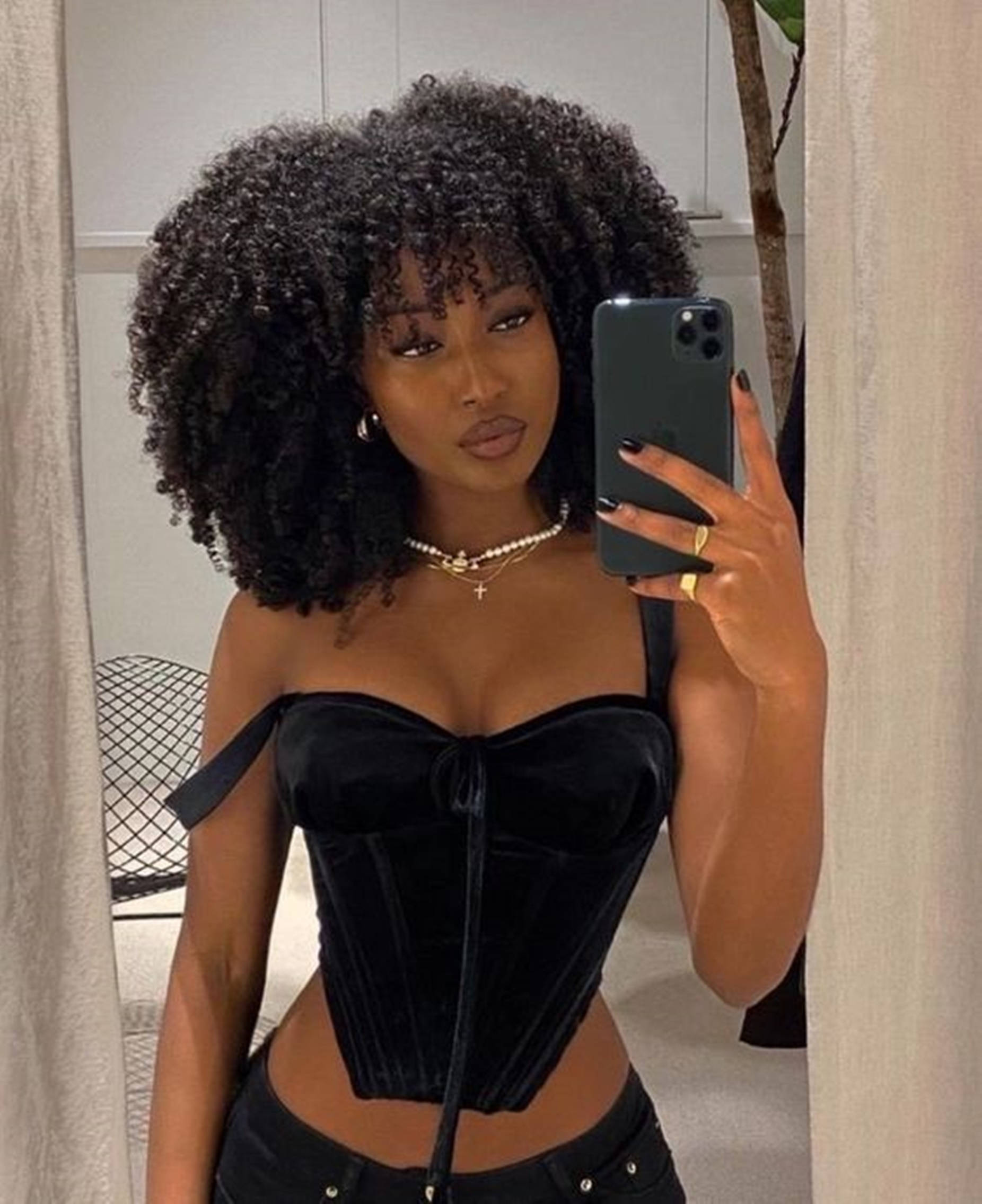 Mesmerizing Beauty In Bold - A Beautiful Black Woman In Corset