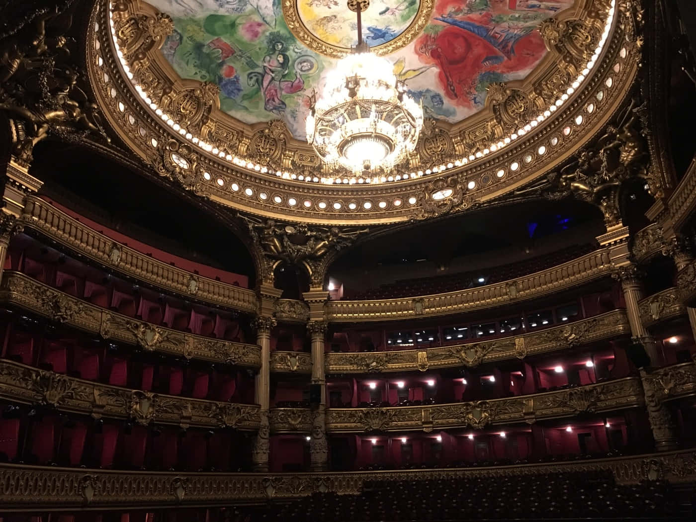 Mesmerizing Chandelier In Paris Opera House Background