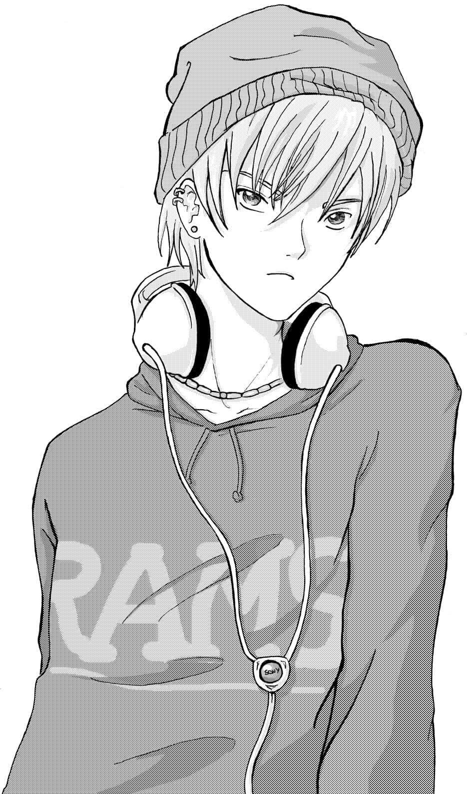 Mesmerizing Melody - Black And White Anime Musician Background