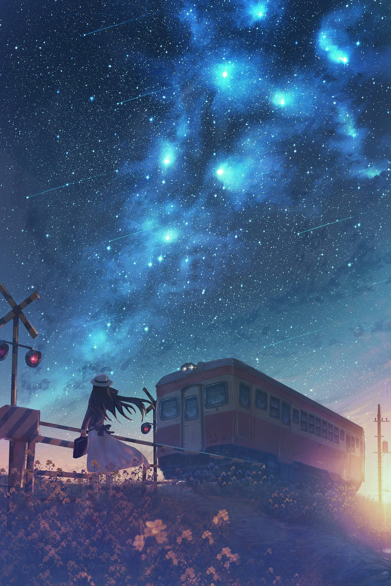 Mesmerizing Night Sky In Anime Aesthetics Background