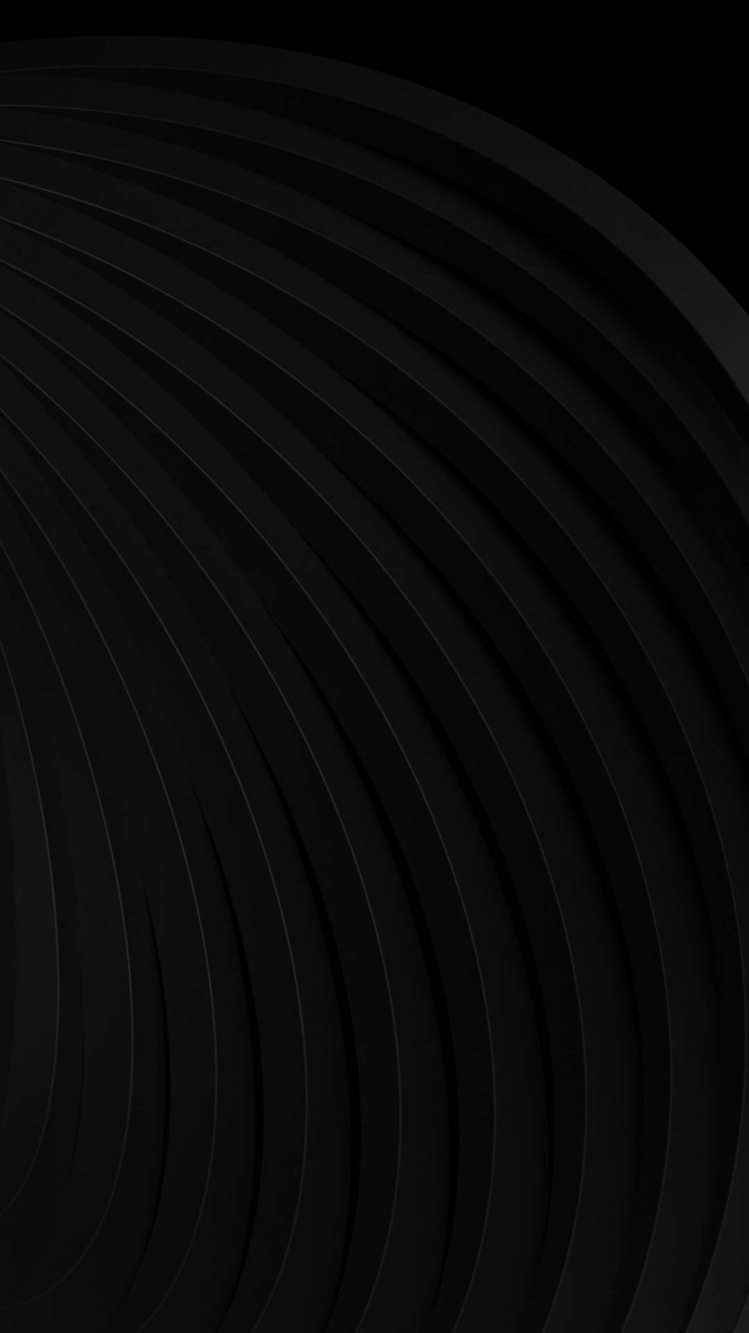 Mesmerizing Pure Black Hd Phone Wallpaper With Elegant Abstract Curves Background