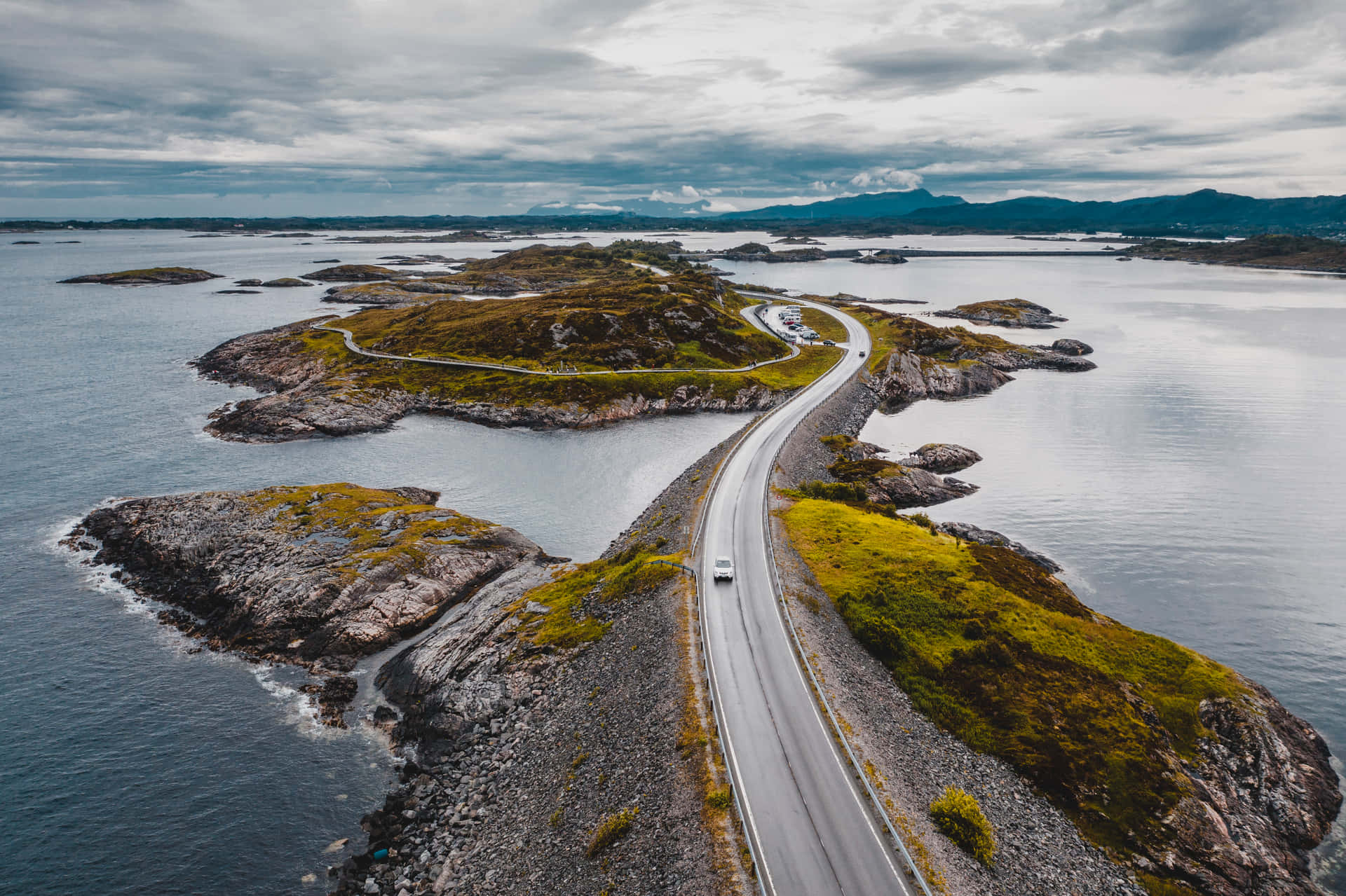 Mesmerizing Storseisundet Bridge On The Atlantic Ocean Road Background