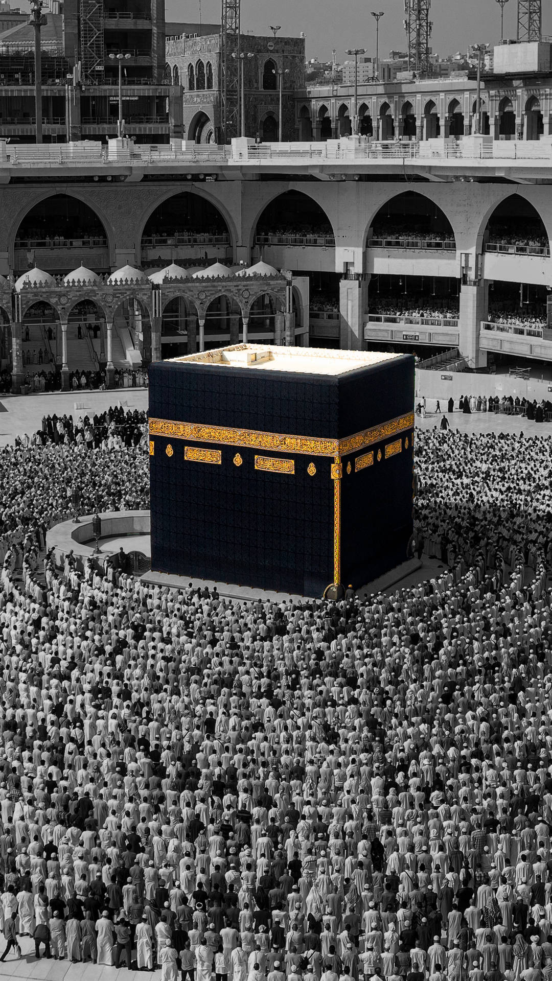 Mesmerizing View Of Kaaba In Black And White Background