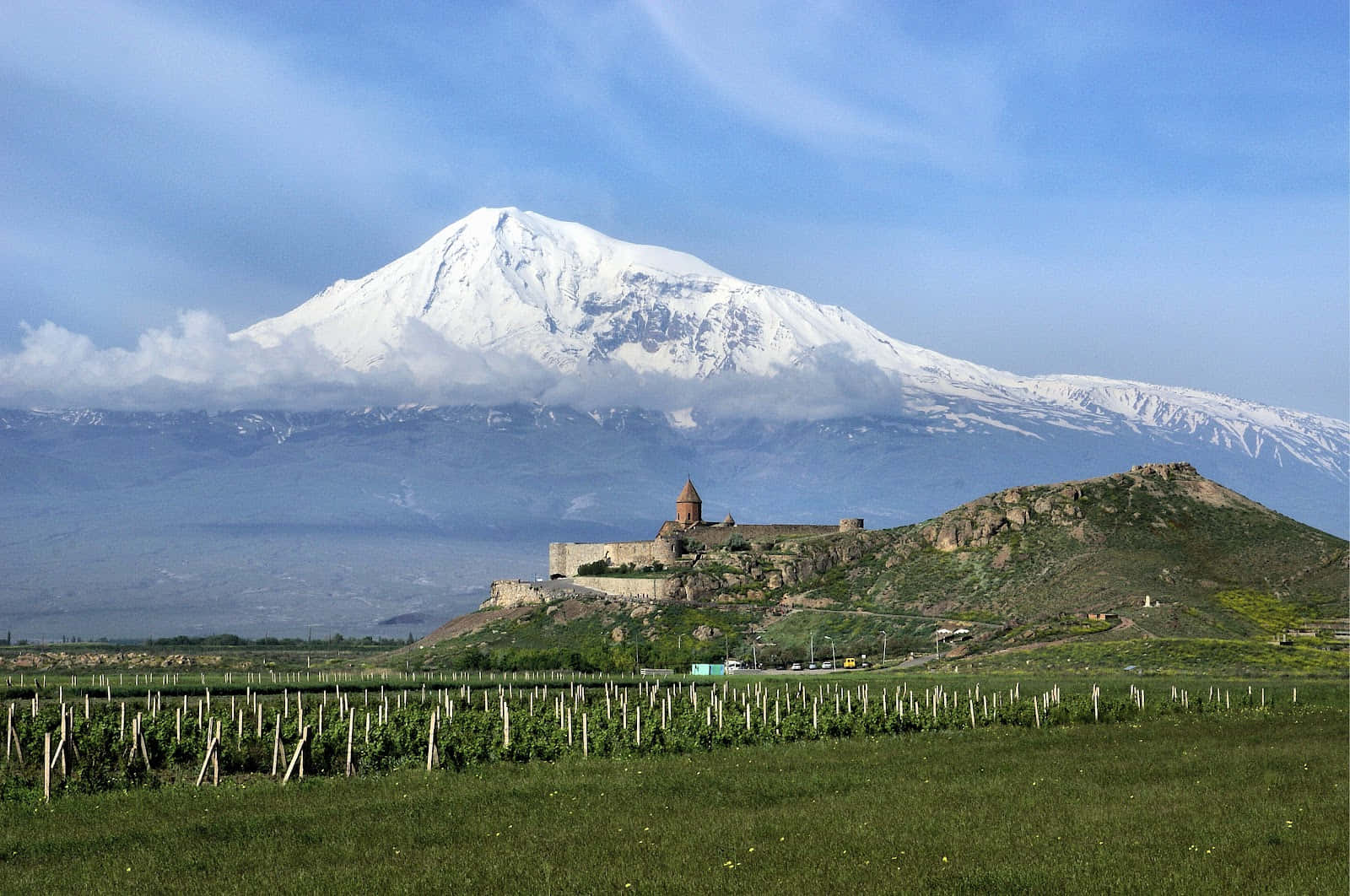 Mesmerizing View Of Khor Virap Monastery Against The Majestic Mount Ararat Background