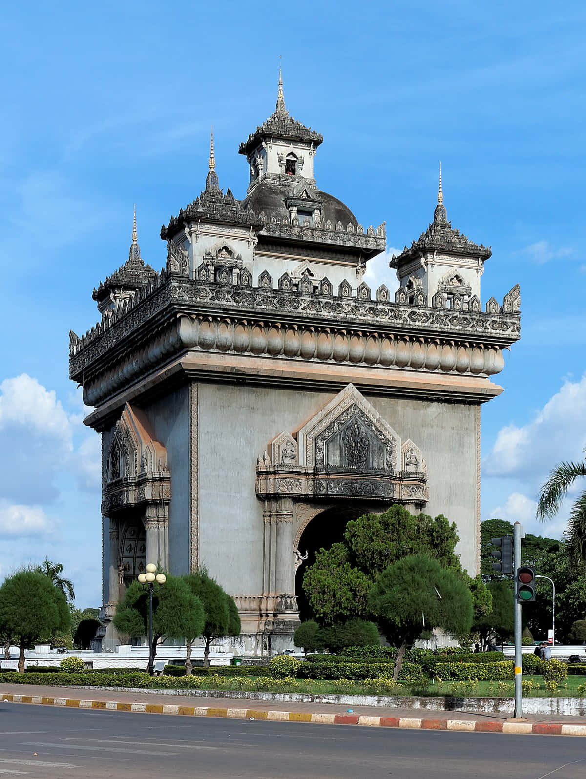 Mesmerizing View Of Patuxai, The War Monument In Vientiane, Laos Background