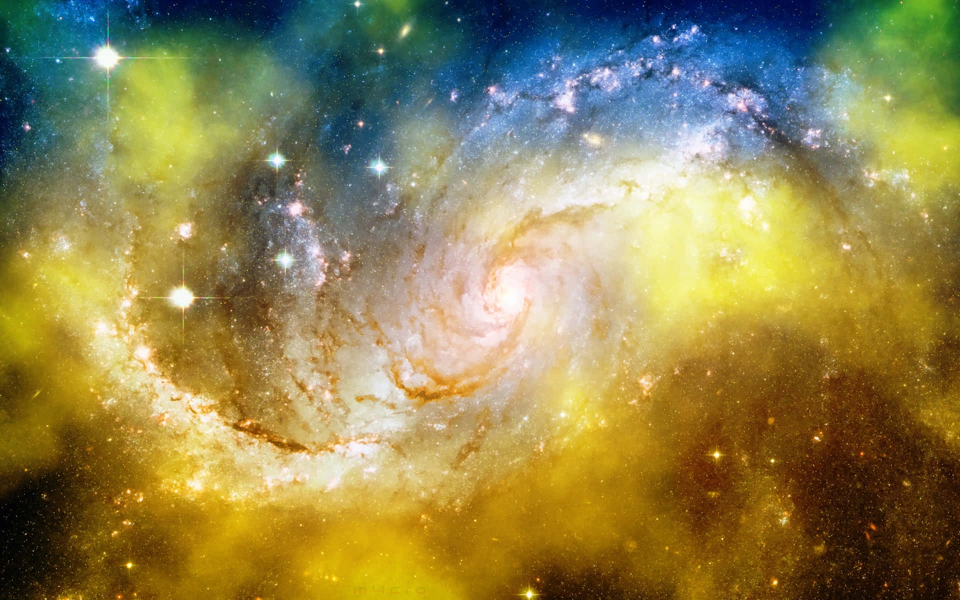 Mesmerizing Yellow Galaxy Background