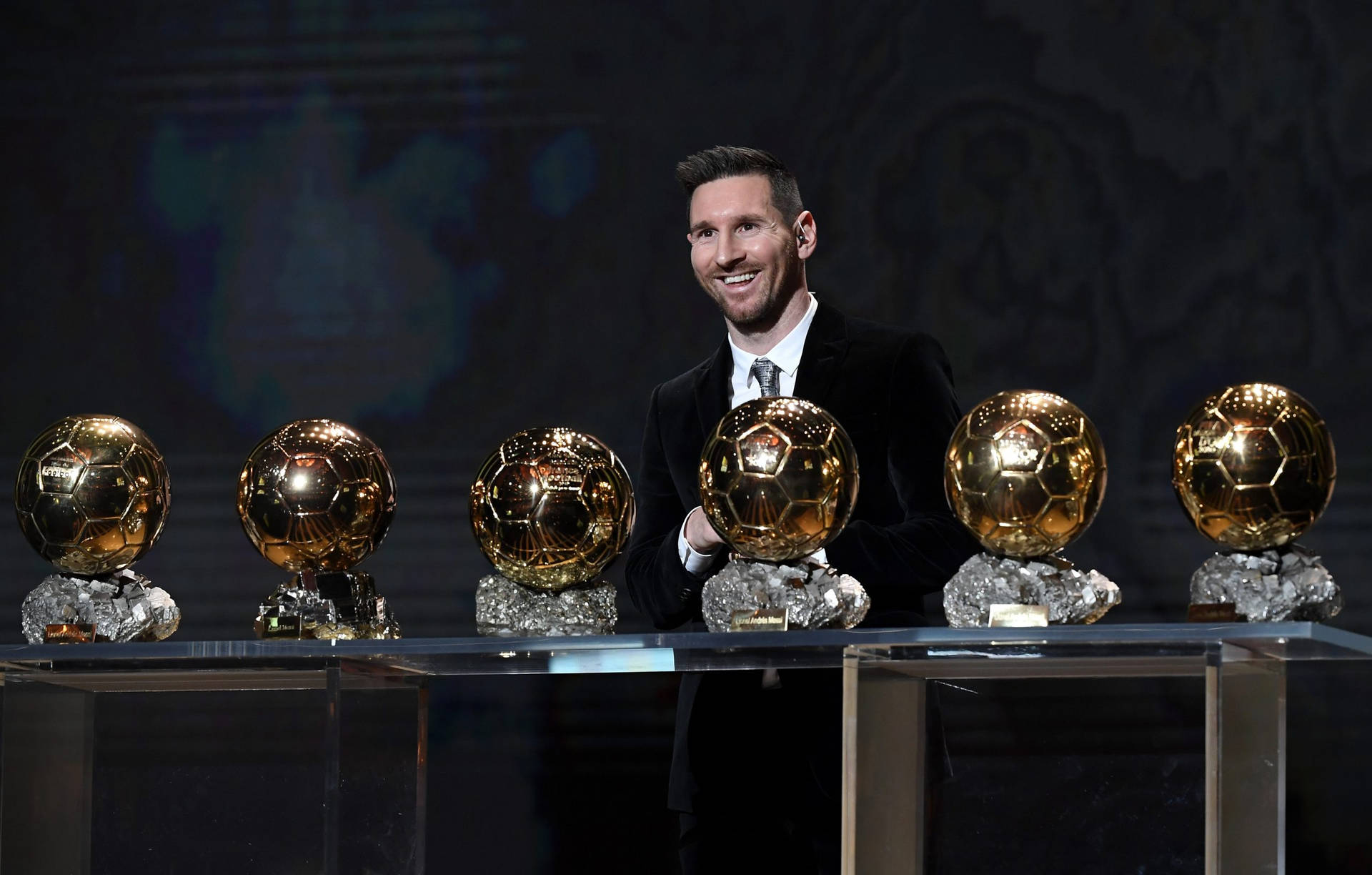 Messi 2021 Ballon D’or Trophies Background