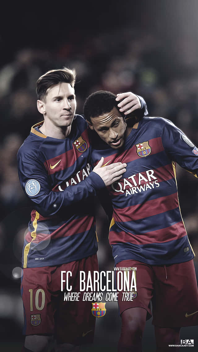 Messi And Neymar Celebrate Success For Fc Barcelona Background