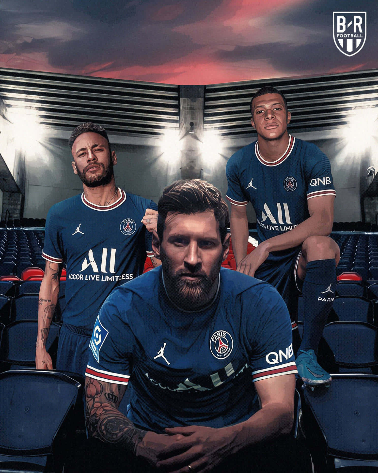 Messi And Neymar Showcasing Their Football Prowess. Background
