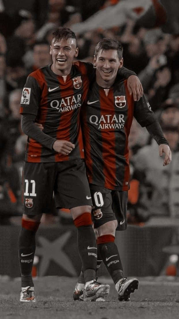 Messi And Neymar-titans Of The Soccer Field Background
