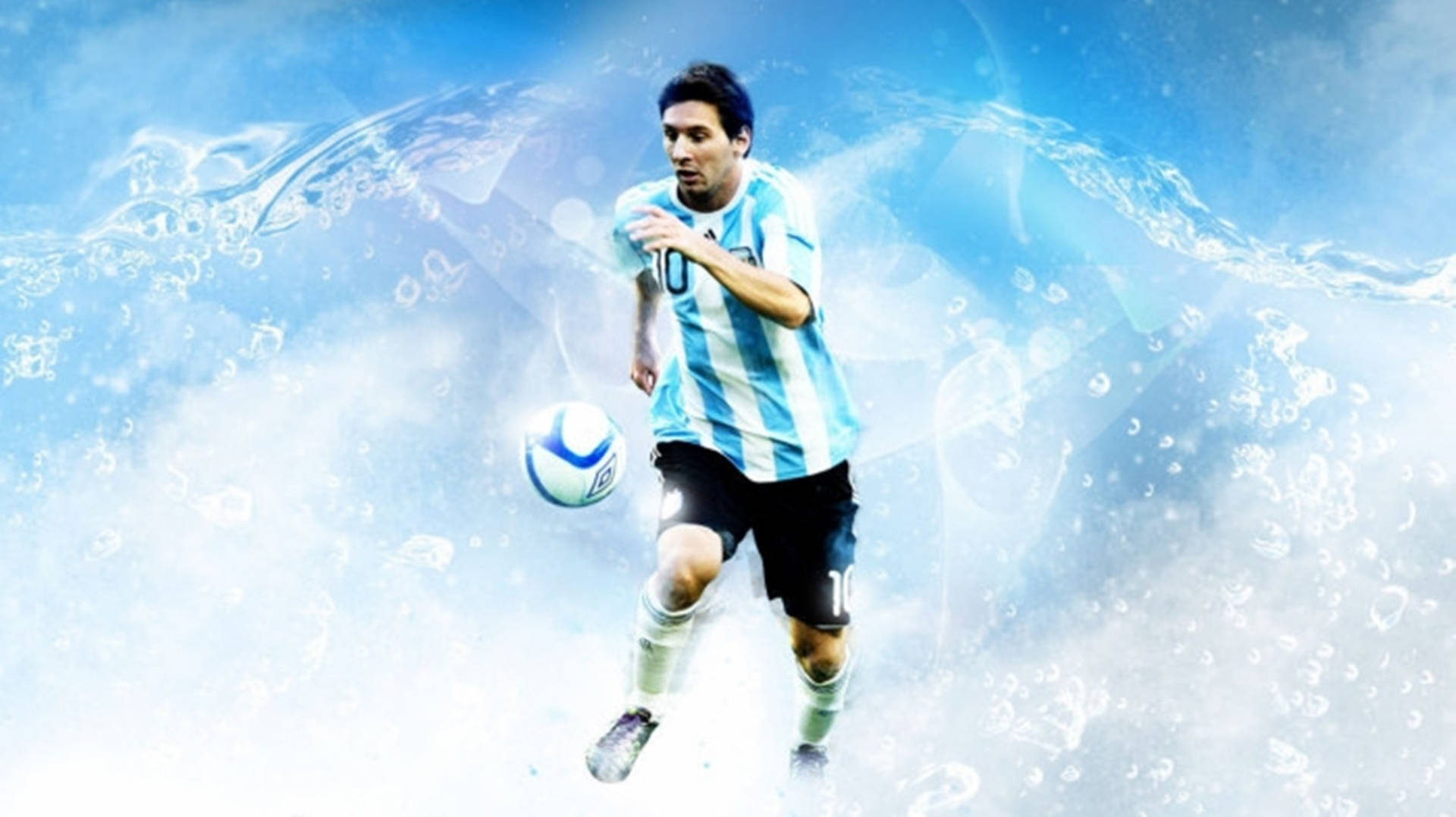 Messi Argentina Football Blue Water Background