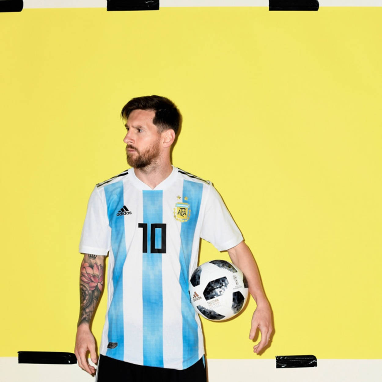 Messi Argentina In Blue Stripe Jersey Background