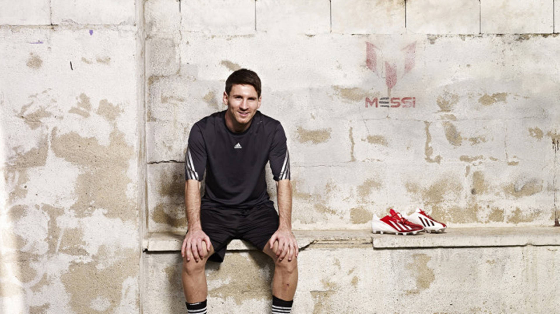 Messi Argentina In Concrete Bench Background