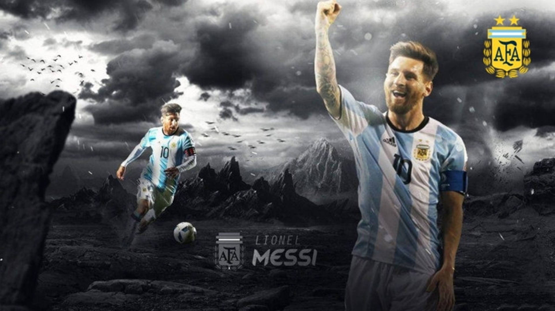 Messi Argentina In Mountain Background